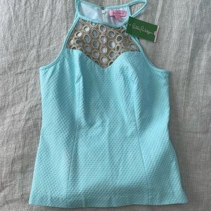 Lilly Pulitzer pool blue Larina top NWT size 0